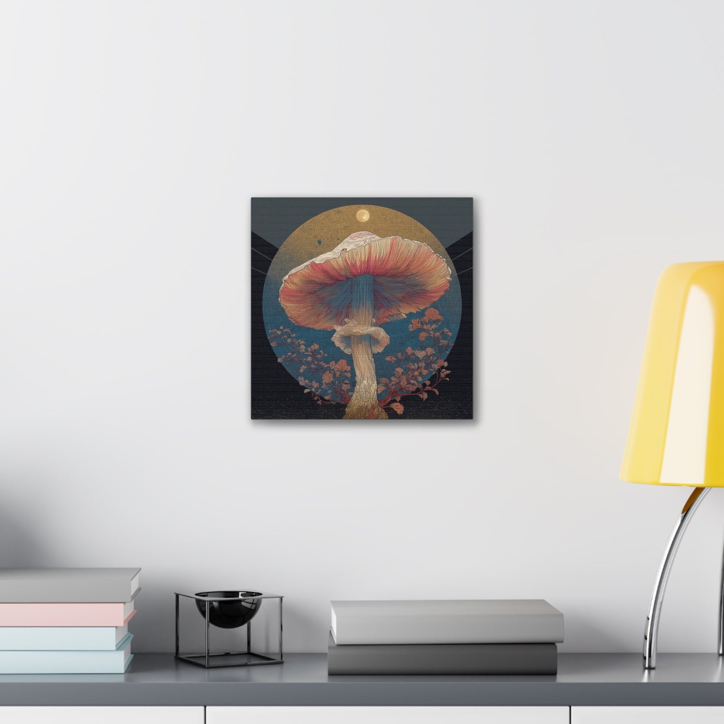 Moonlight Mushroom-Mushroom Canvas Art, Stretched Wall Decor, Bohemian Home Decor, Psychedelic Wall Art, Nature-Inspired Art