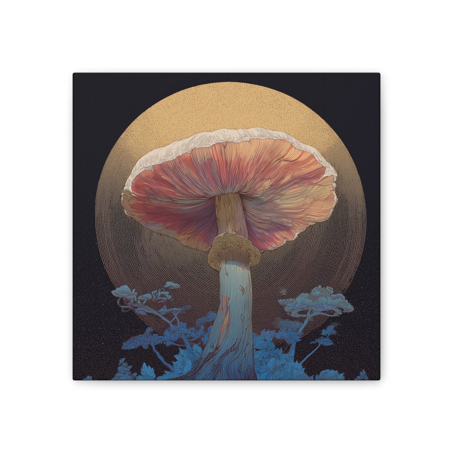 Forest Light -Mushroom Canvas Art, Stretched Wall Decor, Bohemian Home Decor, Psychedelic Wall Art, Nature-Inspired Art