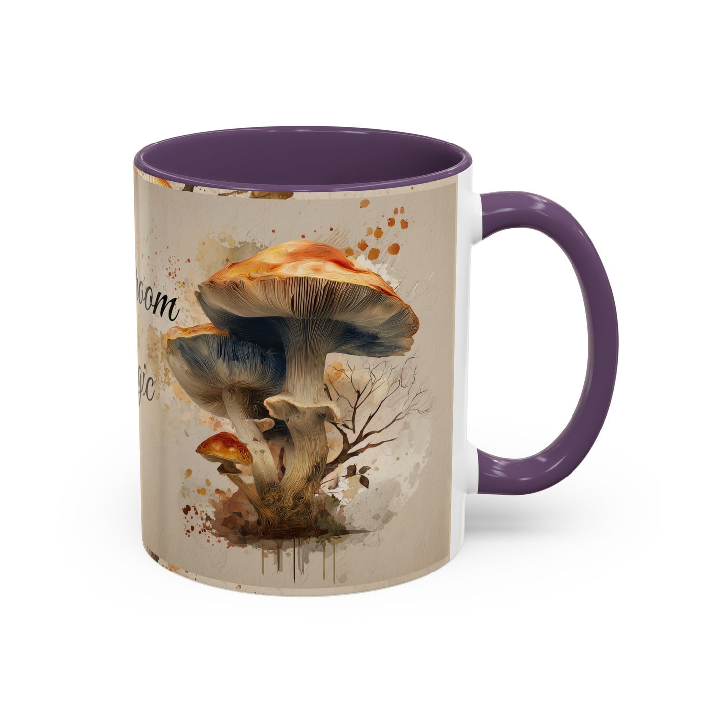 Mushroom Magic Accent Coffee Mug — 11/15oz Ceramic Cup with Woodland Fungi Design