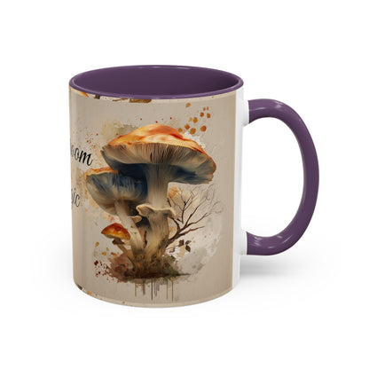Mushroom Magic Accent Coffee Mug — 11/15oz Ceramic Cup with Woodland Fungi Design