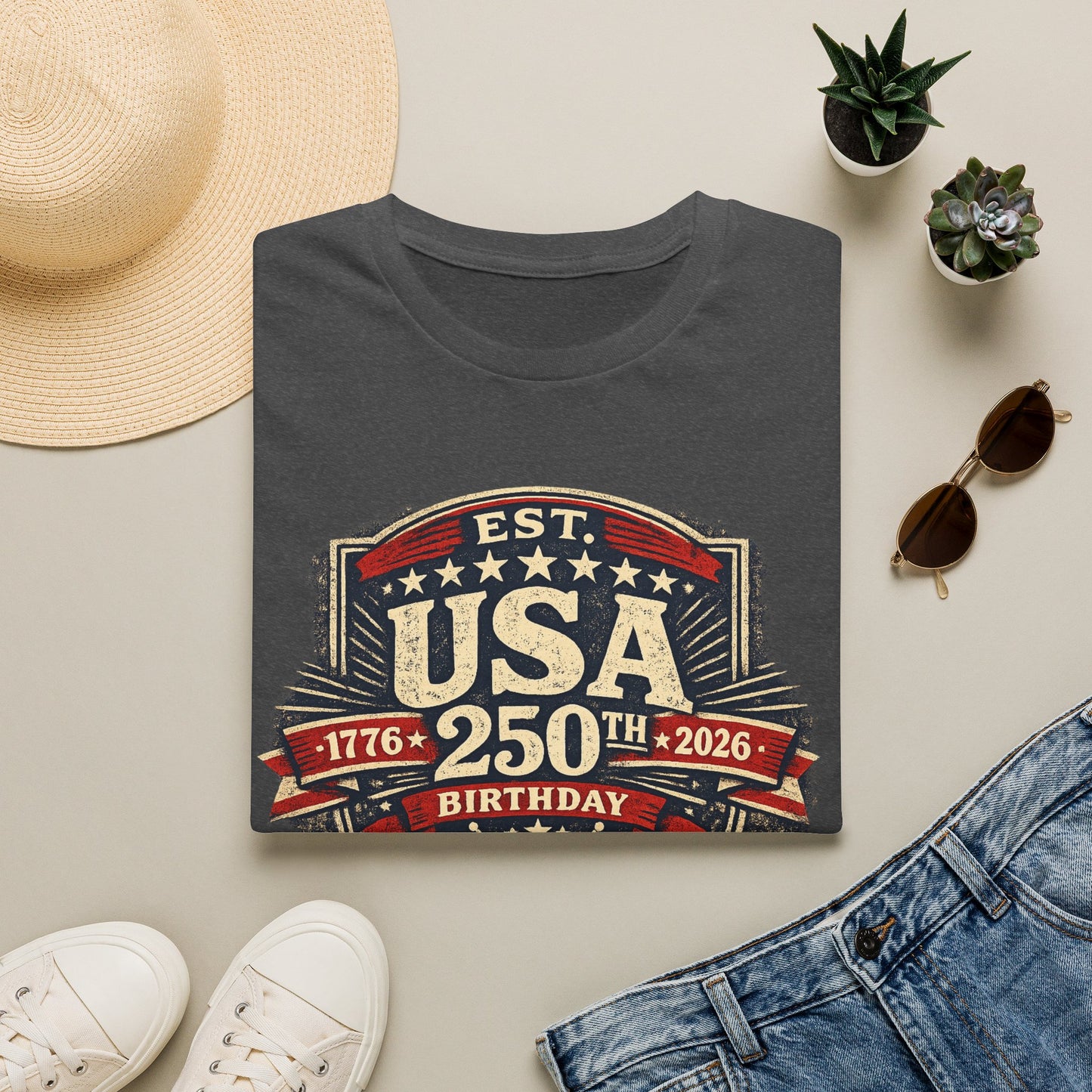 USA 250th Birthday T-Shirt — 1776-2026 Retro American Celebration Tee