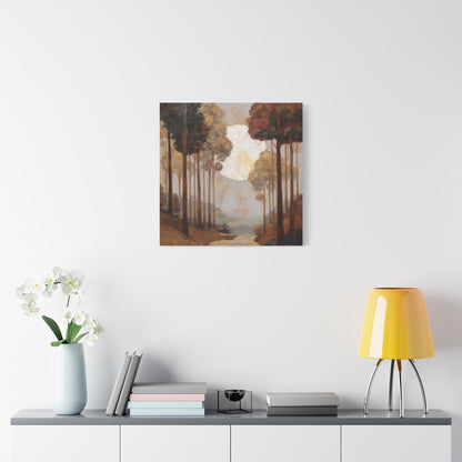 Moonlite Path -Serene Landscape Canvas Art Print, Nature Wall Decor, Rustic Aesthetic, Cozy Living Room Decoration