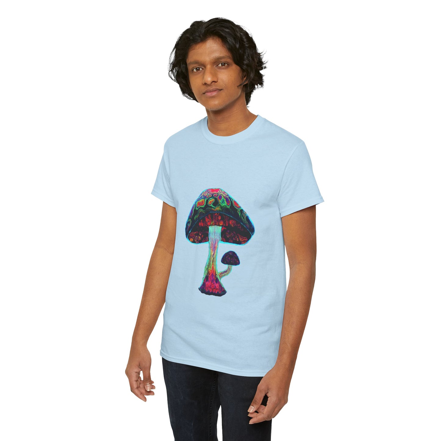 Tie Dye Psychedelic Mushroom 3 -Tee, Unisex Heavy Cotton T-Shirt, Vibrant Graphic Shirt, Perfect for Festivals, Eco-friendly Gift, Casual Wea
