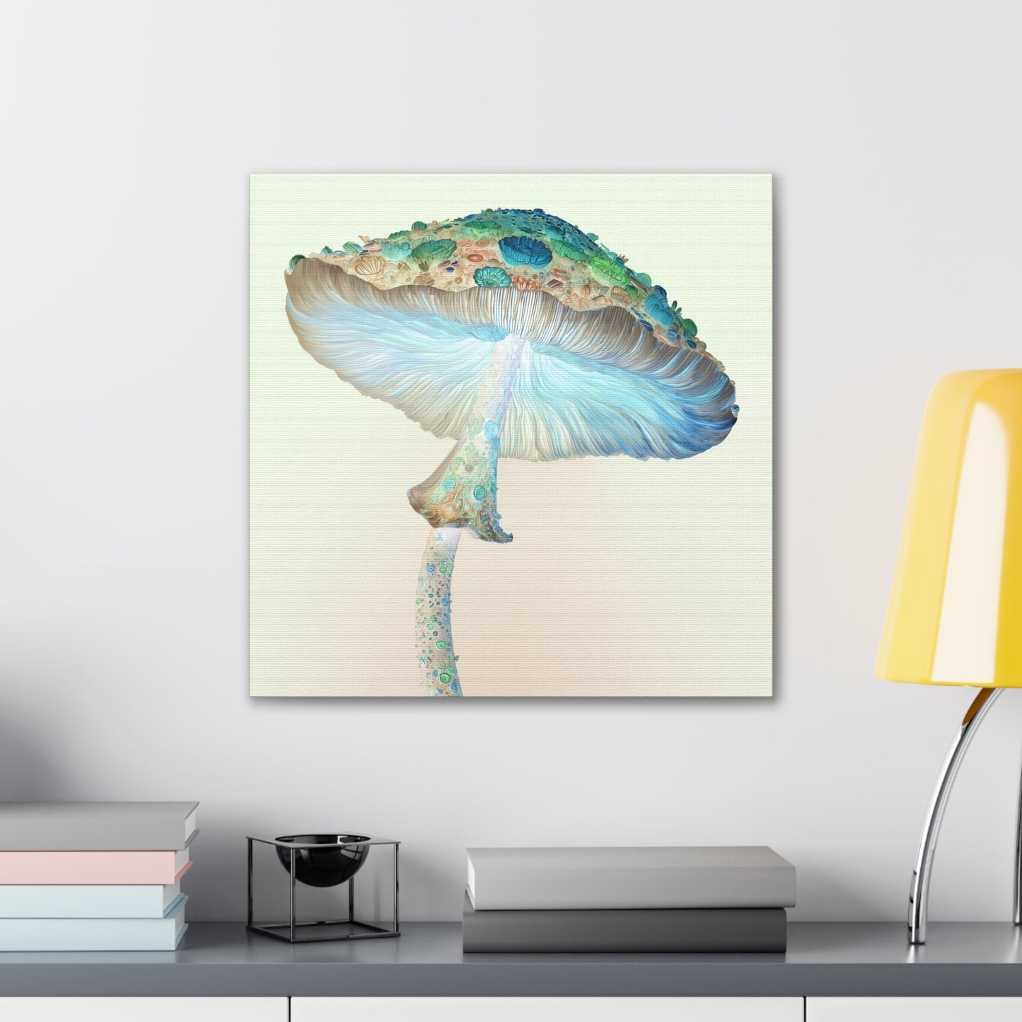 Flower Cap Inverse -Mushroom Canvas Art, Stretched Wall Decor, Bohemian Home Decor, Psychedelic Wall Art, Nature-Inspired Art
