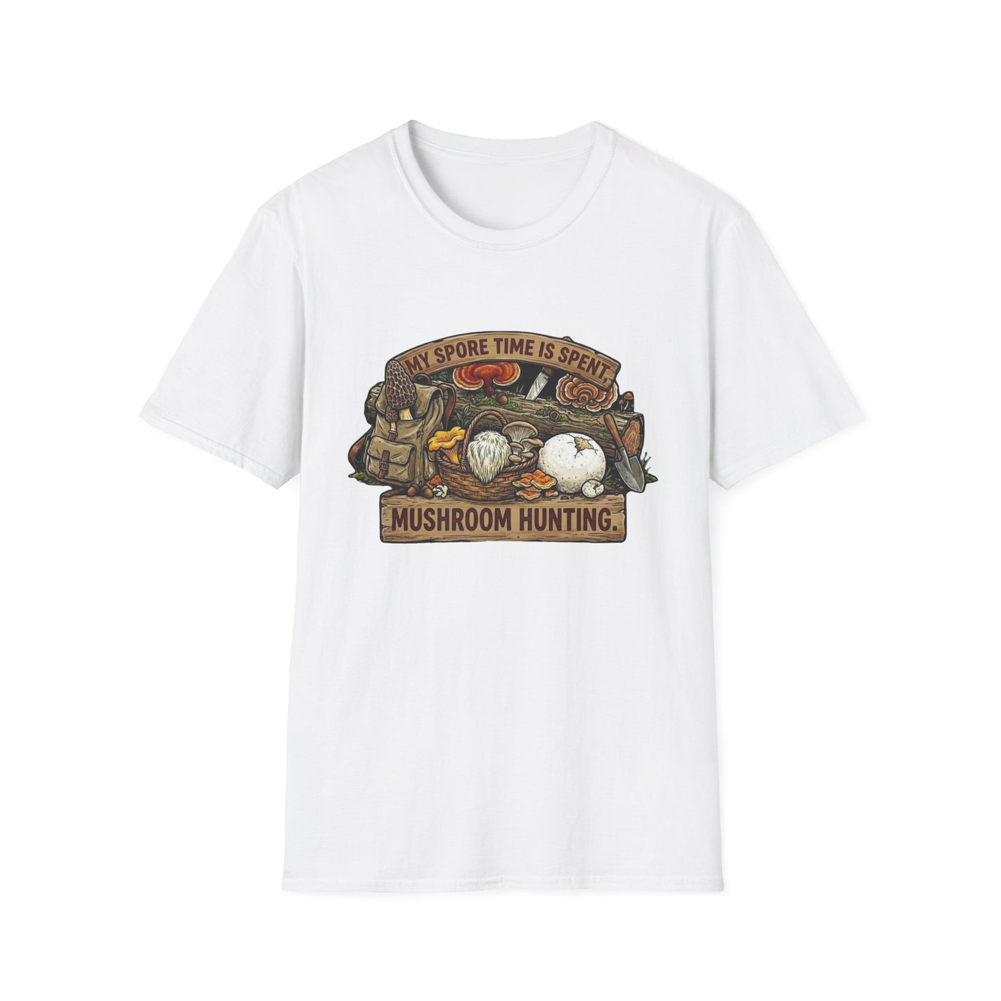 Mushroom Hunting T-Shirt — 'My Spore Time Is Spent' For Foragers & Outdoor Lovers