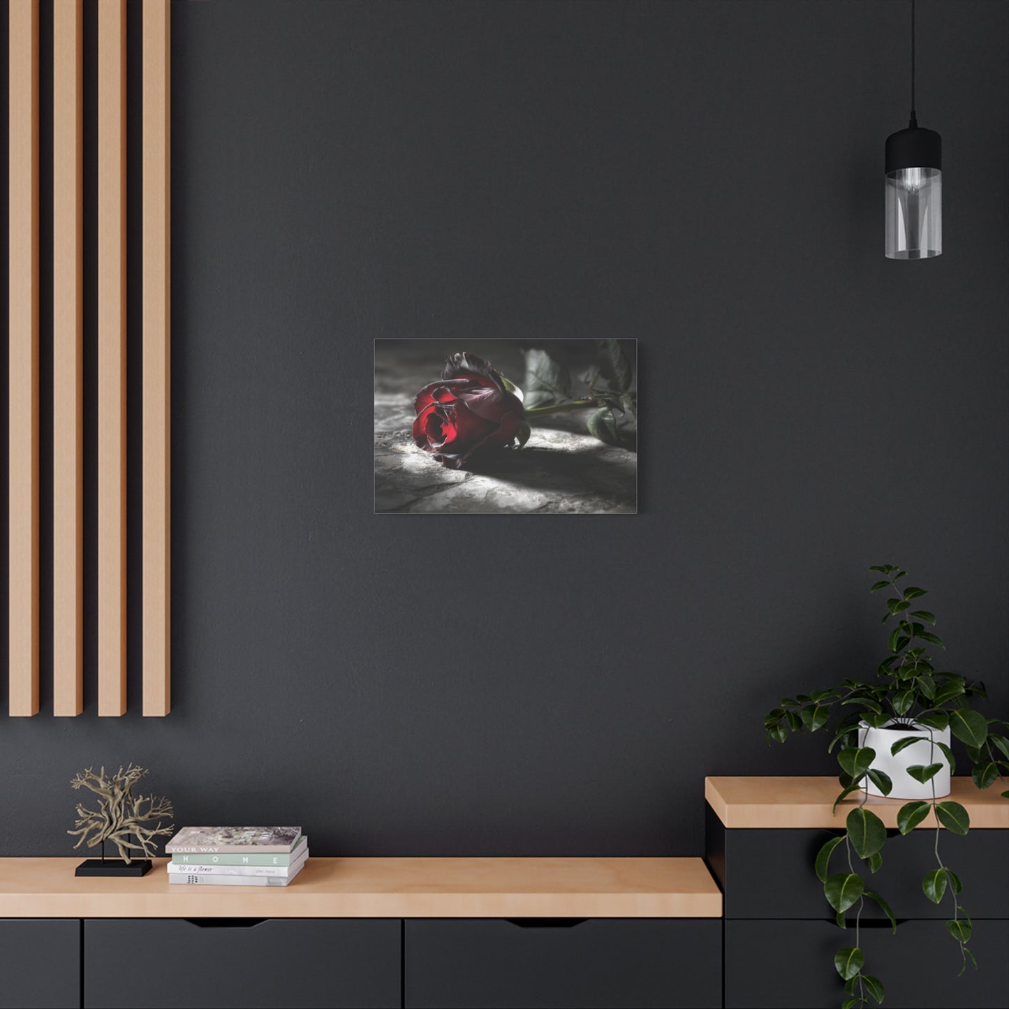 Crimson Solitude: Velveteen Rose in Monochrome, Dramatic Floral Photography--1aceswild.myshopify.com
