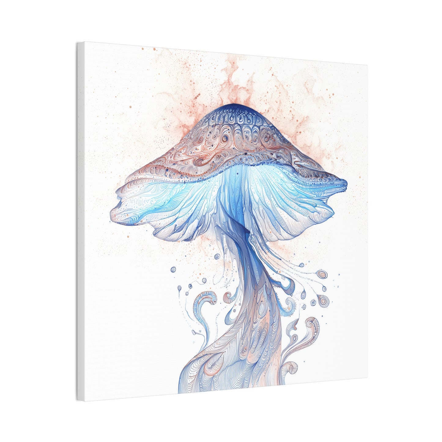 Floating High Inverse -Mushroom Canvas Art, Stretched Wall Decor, Bohemian Home Decor, Psychedelic Wall Art, Nature-Inspired Art