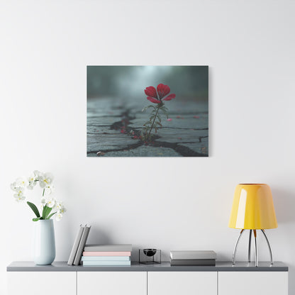 Resilient Bloom: Urban Concrete Nature, Defiant Red Flower Symbolism--1aceswild.myshopify.com