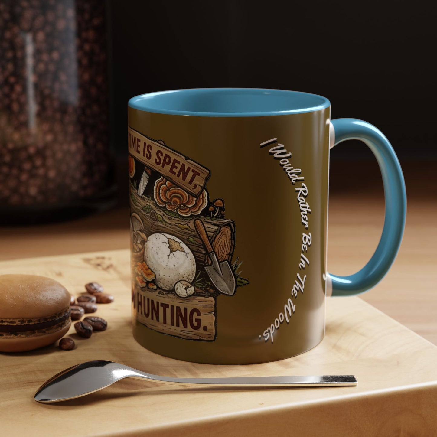 Mushroom Hunting Coffee Mug – "My Spore Time Is Spent" Rustic Forager Accent Mug