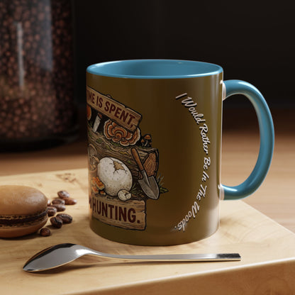 Mushroom Hunting Coffee Mug – "My Spore Time Is Spent" Rustic Forager Accent Mug