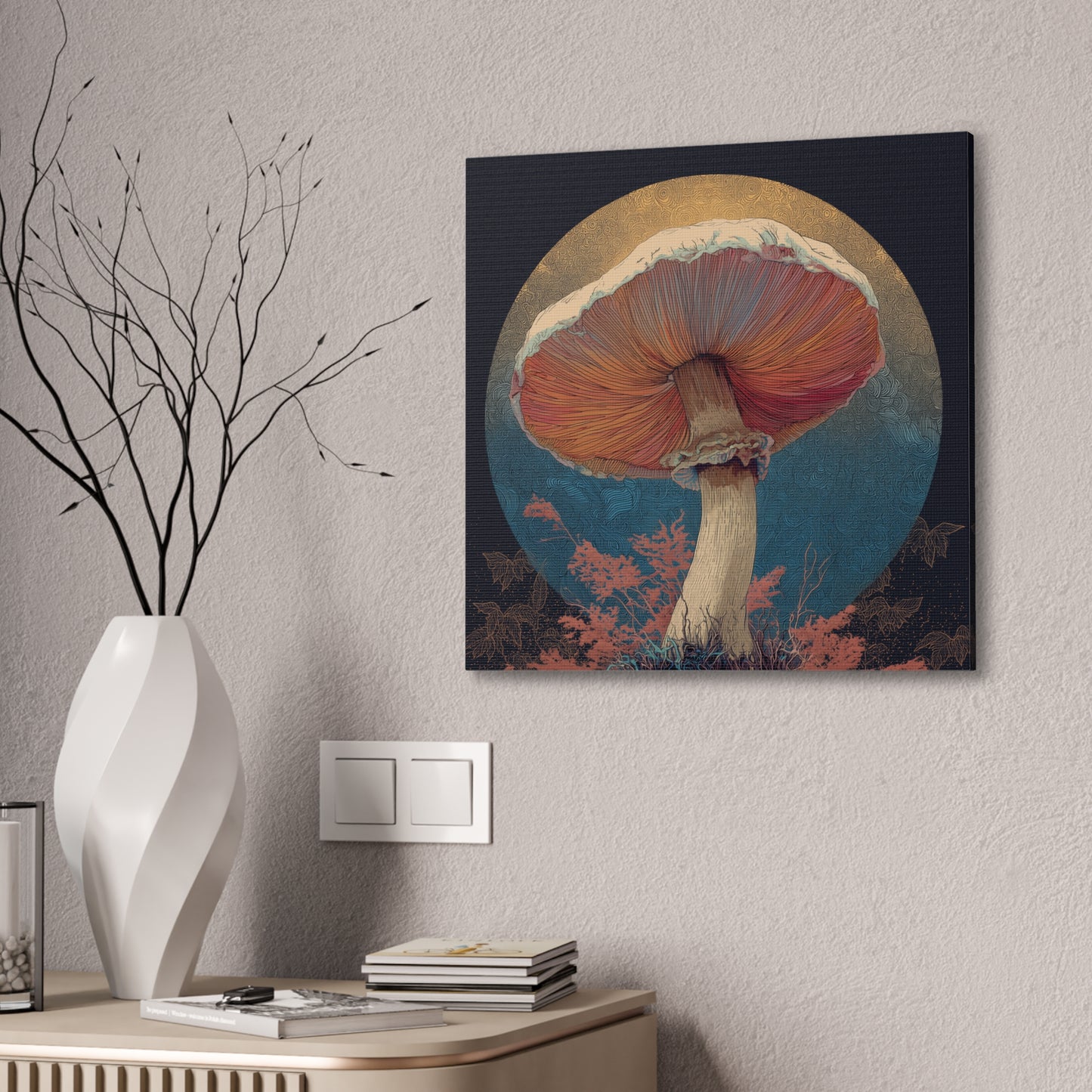 Unreal Shroom -Mushroom Canvas Art, Stretched Wall Decor, Bohemian Home Decor, Psychedelic Wall Art, Nature-Inspired Art