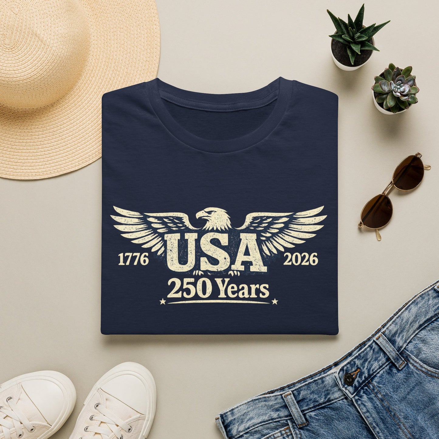 USA 250 Years Graphic T-Shirt — 1776–2026 Bicentennial Eagle Tee