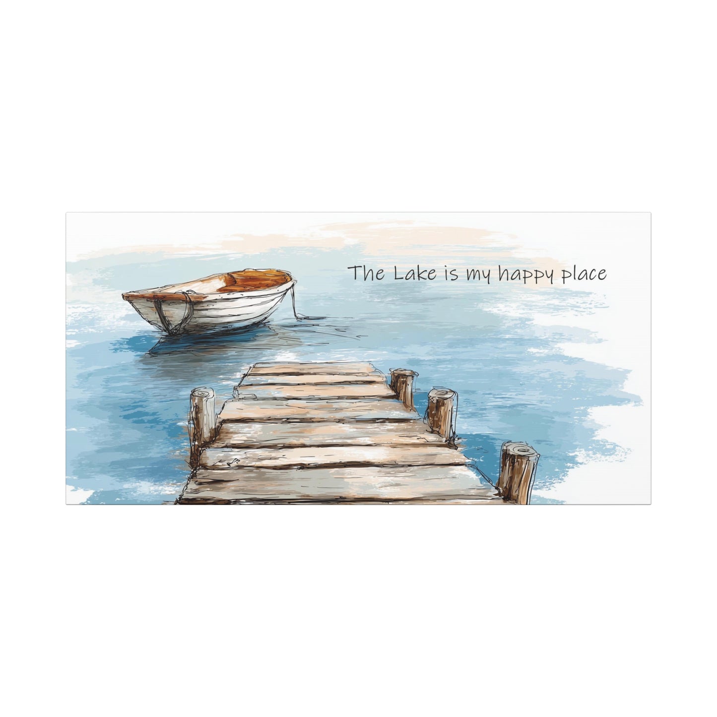 "Happy Place" Lake-Themed Canvas Wall Art, Nautical Home Decor, Relaxing Lake Vibes,