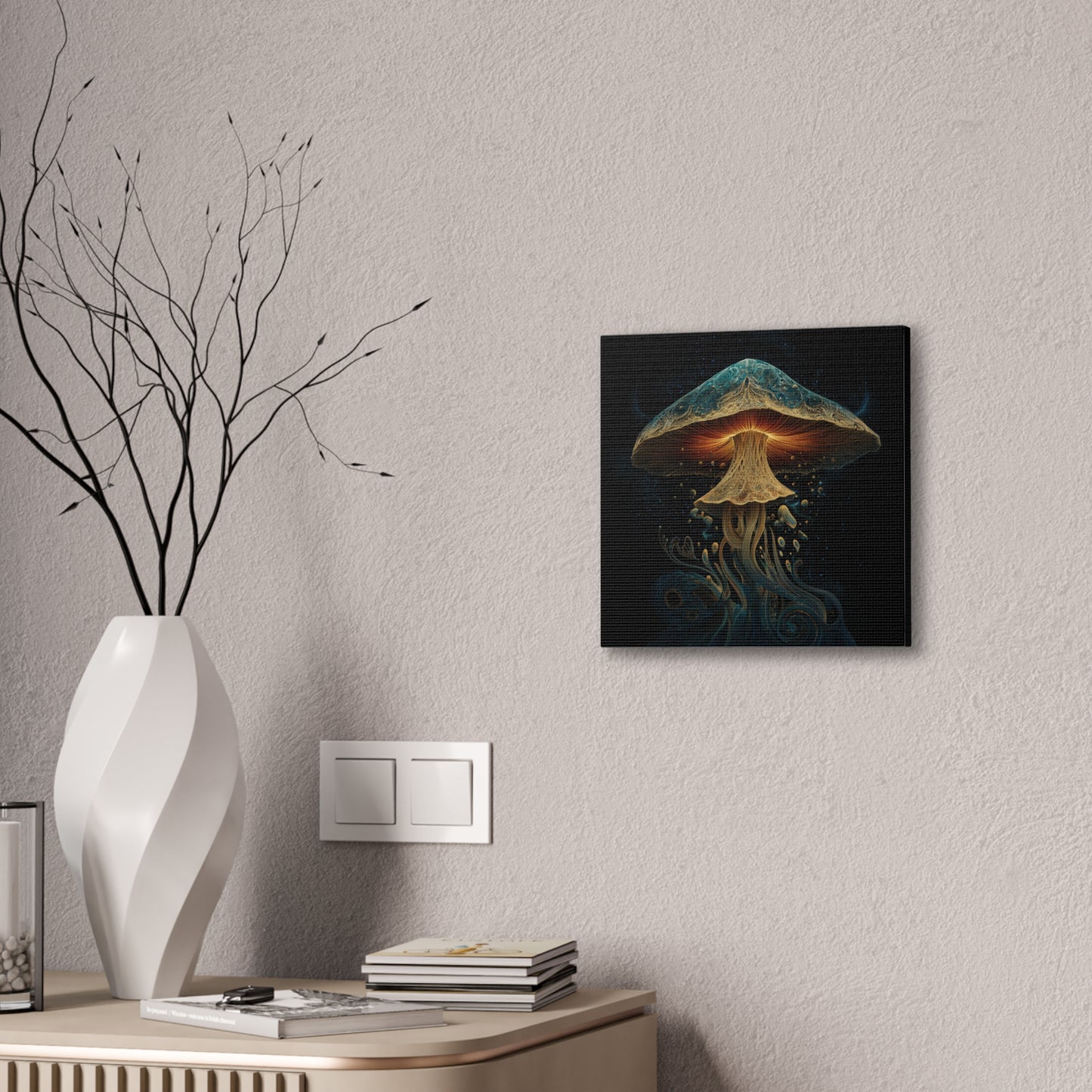 Mind Awakening -Mushroom Canvas Art, Stretched Wall Decor, Bohemian Home Decor, Psychedelic Wall Art, Nature-Inspired Art