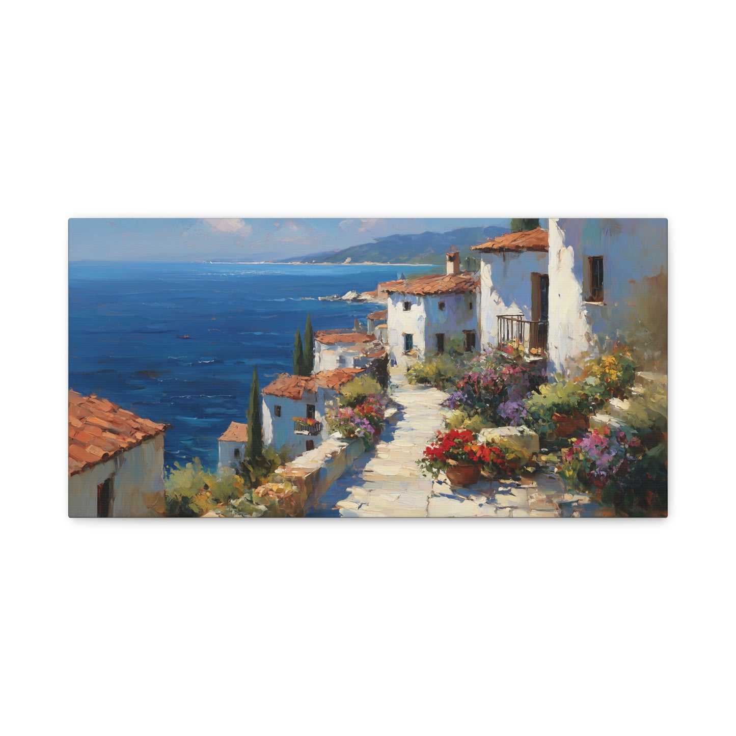 "Mediterranean Bliss" --Scenic Canvas Wall Art, Coastal Decor, Home Decoration, Mediterranean Landscape