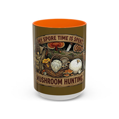 Mushroom Hunting Coffee Mug – "My Spore Time Is Spent" Rustic Forager Accent Mug