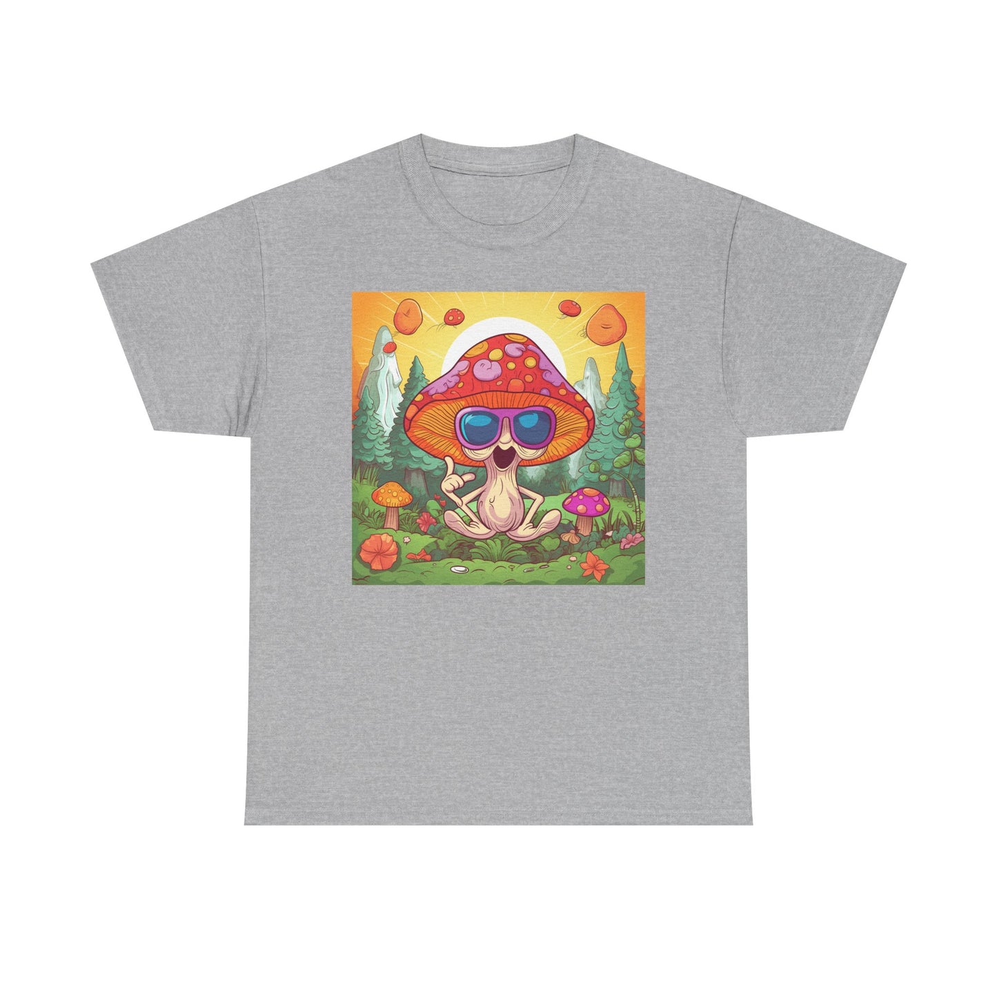 Whimsical Mushroom Tee, Casual T-Shirt, Gift for Nature Lovers, Eco-Friendly Apparel, Unisex Graphic Shirt