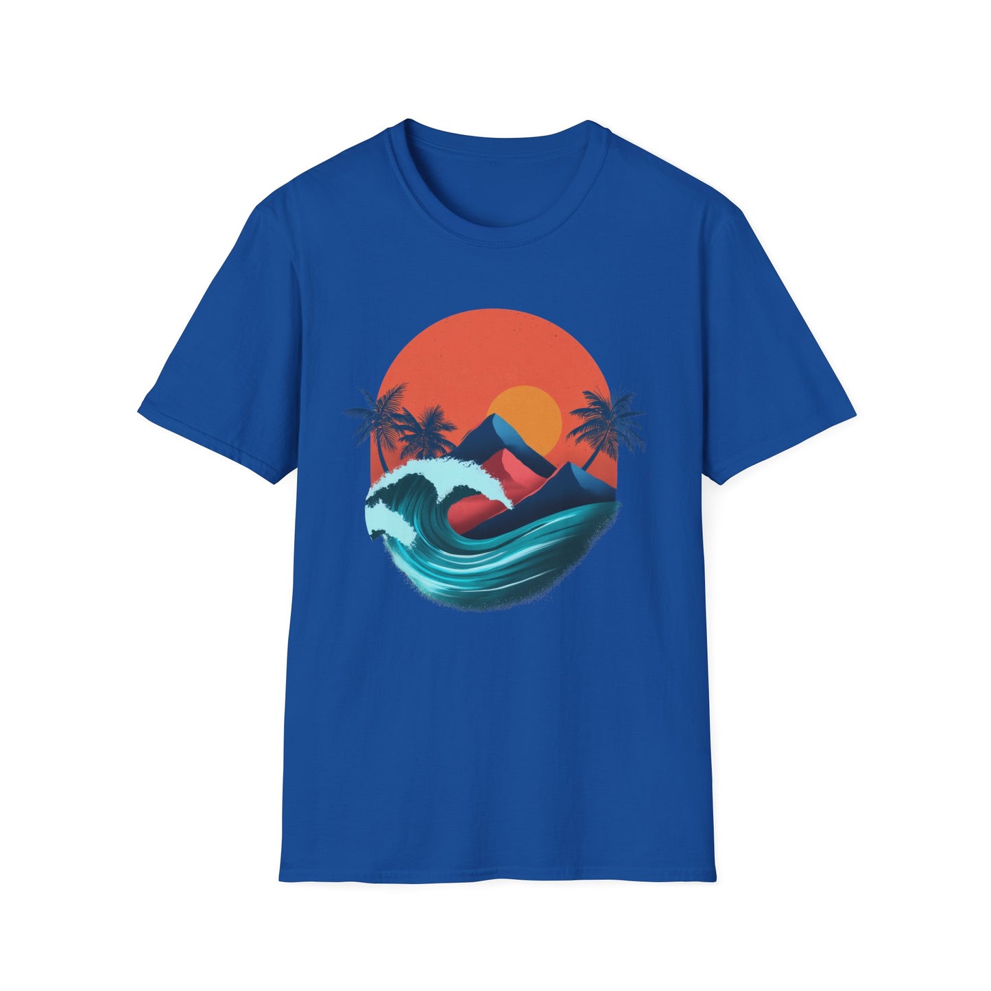 Surf Sunset Wave T-Shirt — Retro Palm Wave Beach Tee