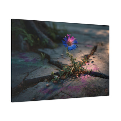 Resilience of Blue: Wildflower Through Concrete, Nature's Defiant Bloom--1aceswild.myshopify.com