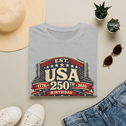 USA 250th Birthday T-Shirt — 1776-2026 Retro American Celebration Tee