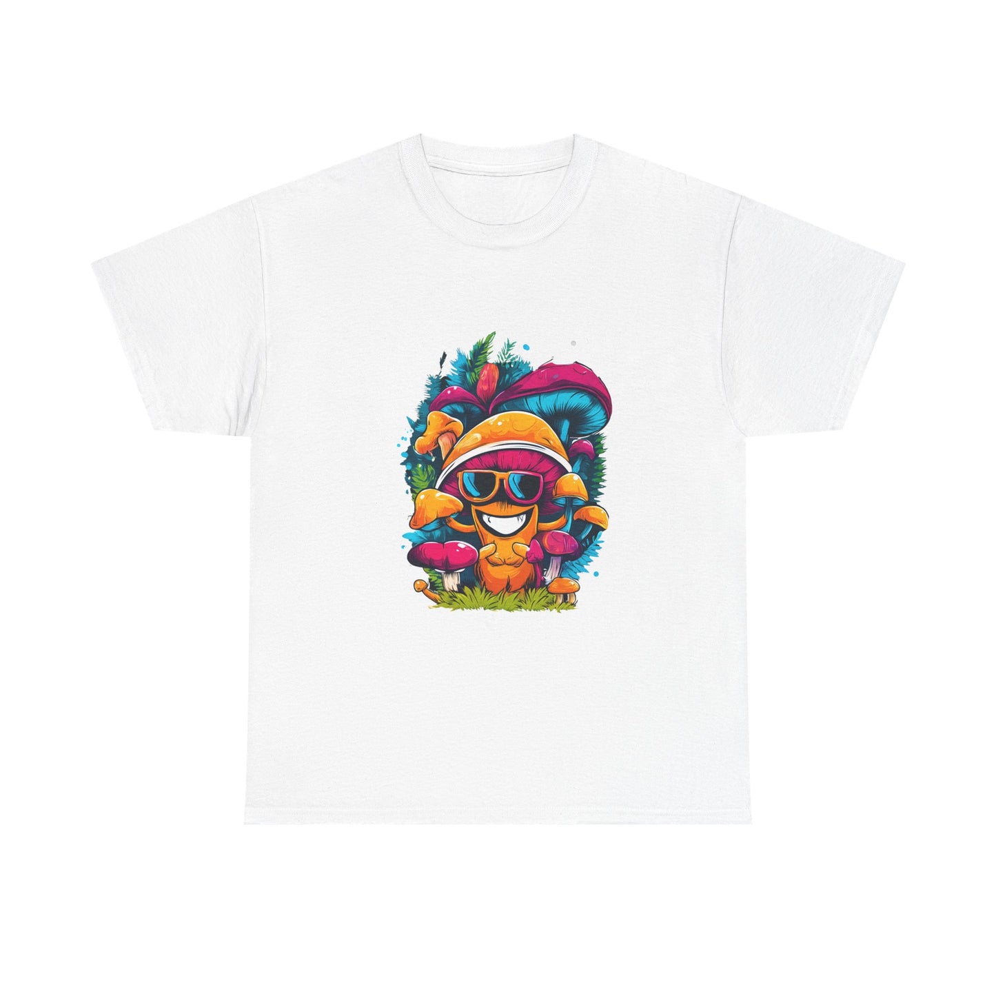 Mushroom Dude -Tee, Unisex Heavy Cotton T-Shirt, Vibrant Graphic Shirt, Perfect for Festivals, Eco-friendly Gift, Casual Wea