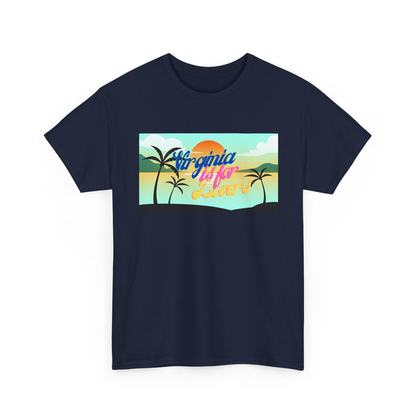 Virginia is for Lovers Dark -Vintage Sunset Graphic Tee, Beach Lover Shirt, Summer Vibe Unisex Tee, Gift for Vacation, Tropical Aesthetic Cotton Top