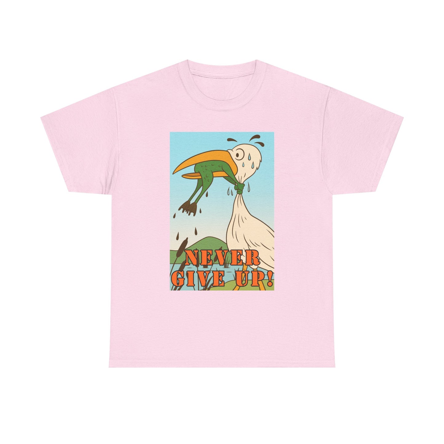 Never Give Up --Unisex Heavy Cotton Tee, Motivational T-Shirt, Supportive Apparel, Gift for Encouragement, Inspirational Wear