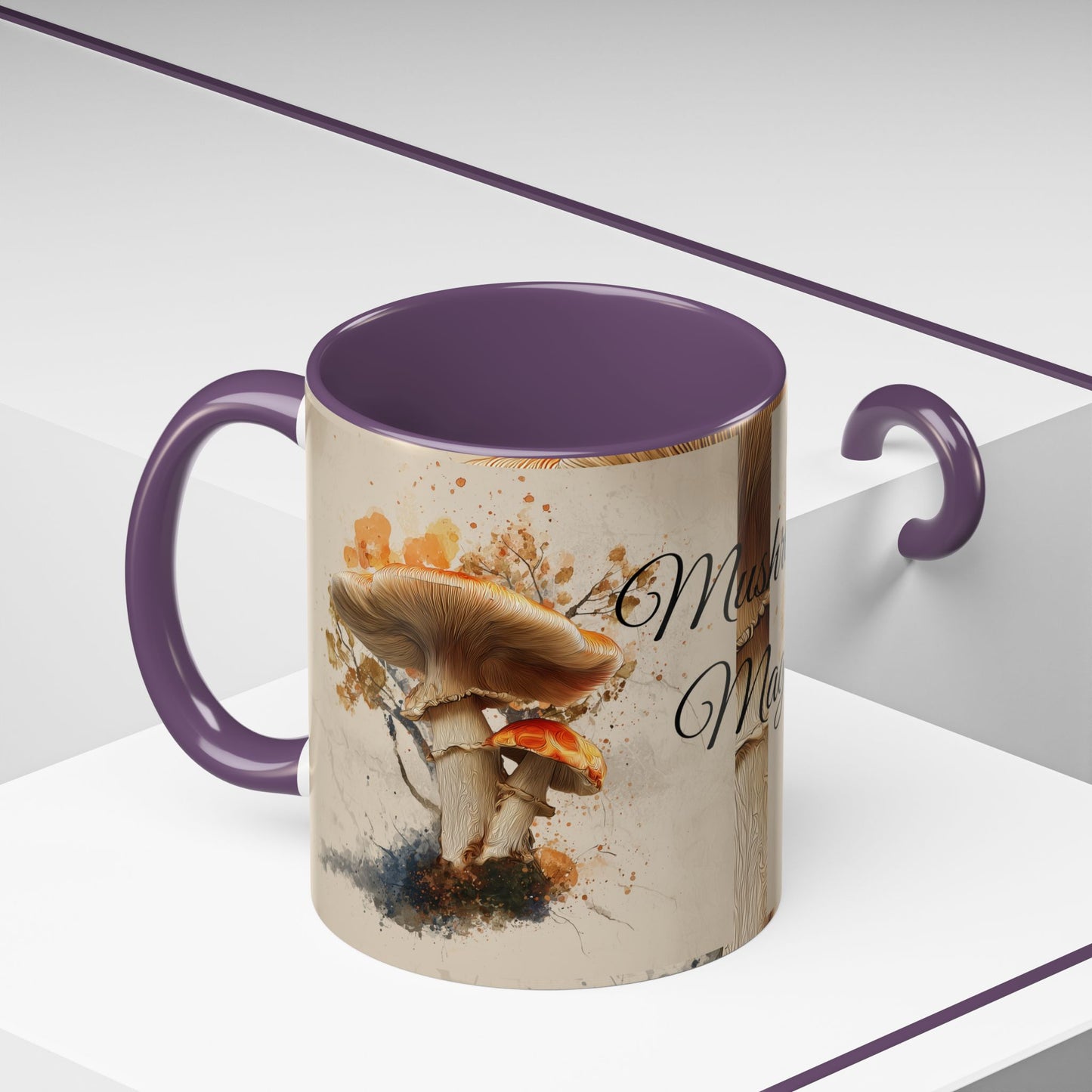 Mushroom Magic Accent Coffee Mug — 11/15oz Ceramic Cup with Woodland Fungi Design