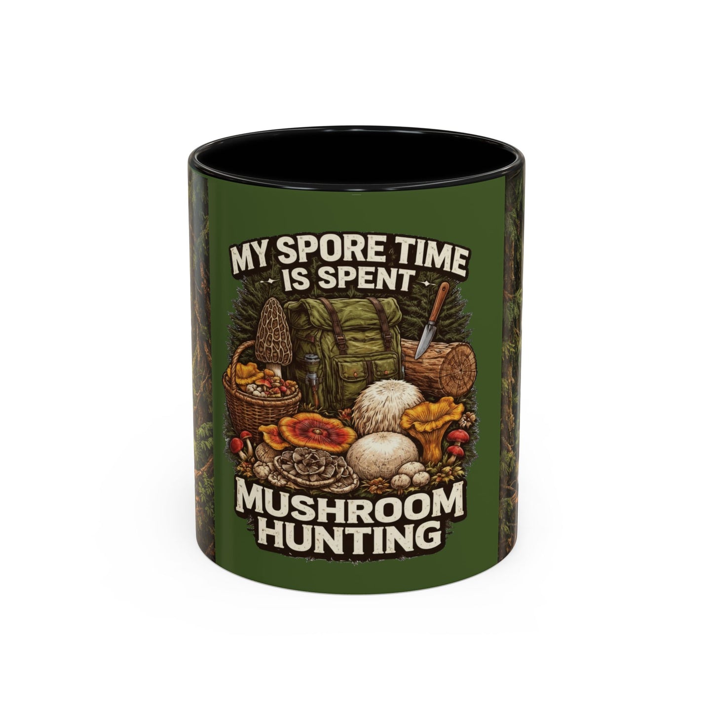 "My Spore Time Is Spent Mushroom Hunting" #2 Accent Coffee Mug (11/15oz)