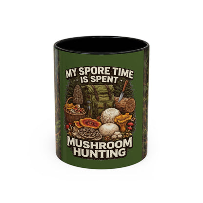 "My Spore Time Is Spent Mushroom Hunting" #2 Accent Coffee Mug (11/15oz)