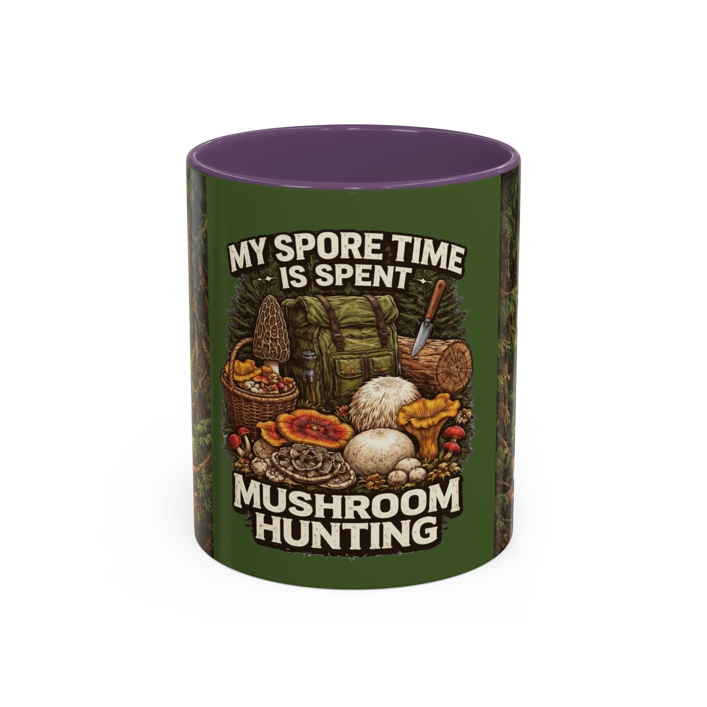 "My Spore Time Is Spent Mushroom Hunting" #2 Accent Coffee Mug (11/15oz)
