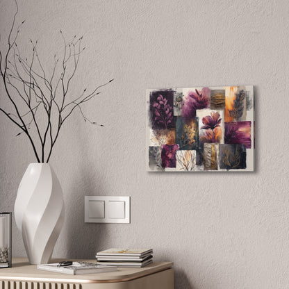 Golden Plum Series #3 Floral Canvas Wall Art, Abstract Flowers Print, Home Decor, Living Room Artwork, Purple and Gold Wall Decor