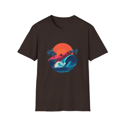 Sunset Surf T-Shirt — Retro Beach Wave Graphic Tee