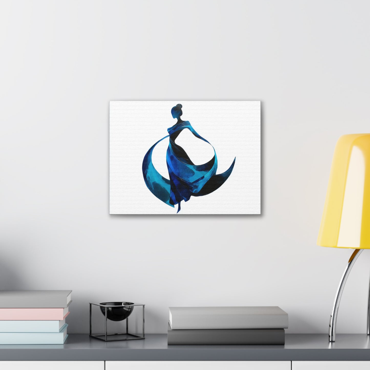 Dancing with the Water Series #1 -Elegant Art Canvas Print, Blue Dress Wall Decor, Feminine Artwork, Home Decor Gift, Birthday or Wedding Decoration