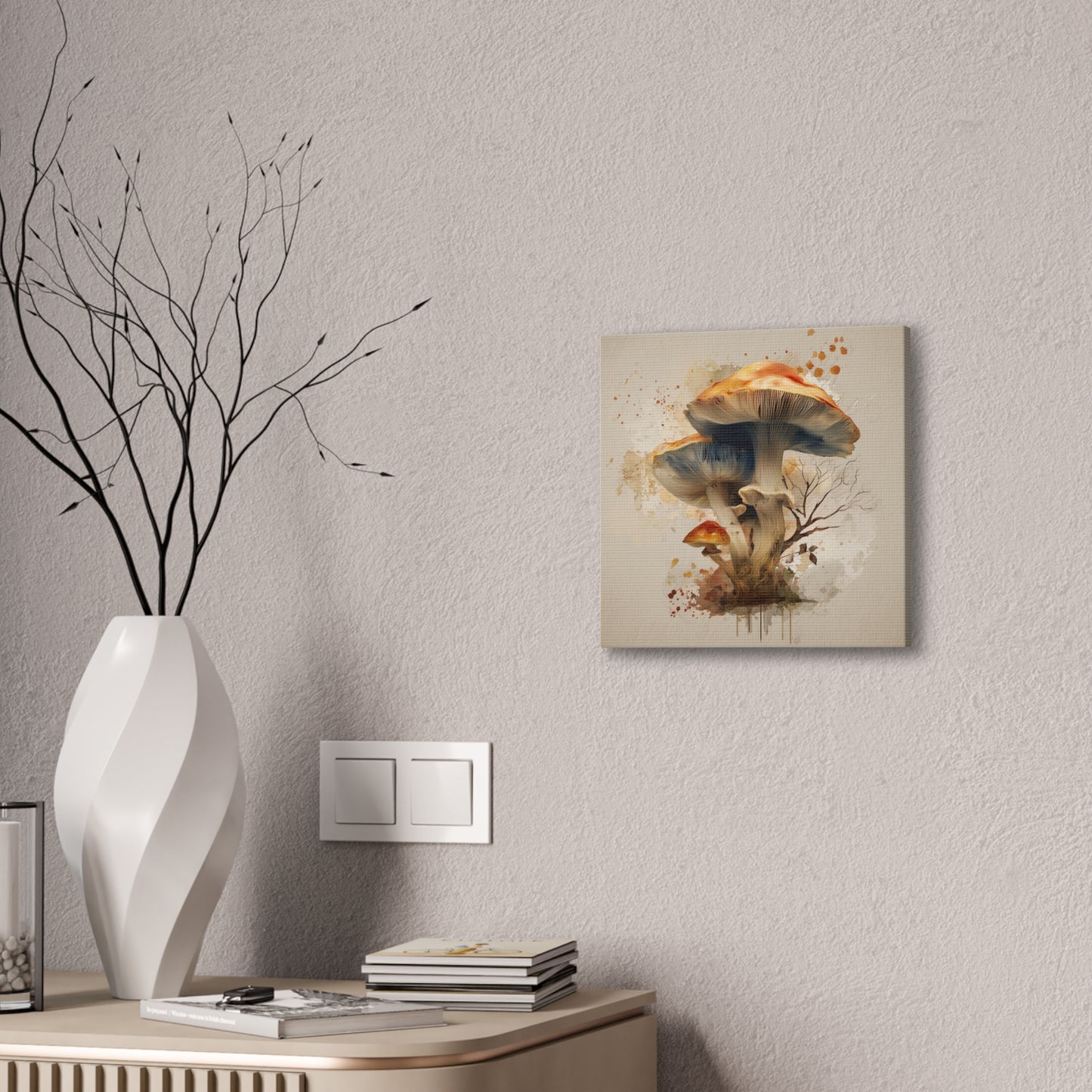 Fruiting Body-Mushroom Canvas Art, Stretched Wall Decor, Bohemian Home Decor, Psychedelic Wall Art, Nature-Inspired Art