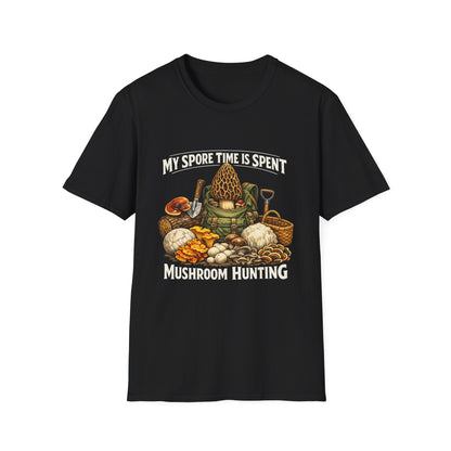 Mushroom Hunting T-Shirt — "My Spore Time Is Spent" For Foragers & Nature Lovers