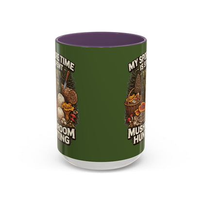 Mug - "My Spore Time Is Spent Mushroom Hunting" Accent Coffee Mug (11/15oz)
