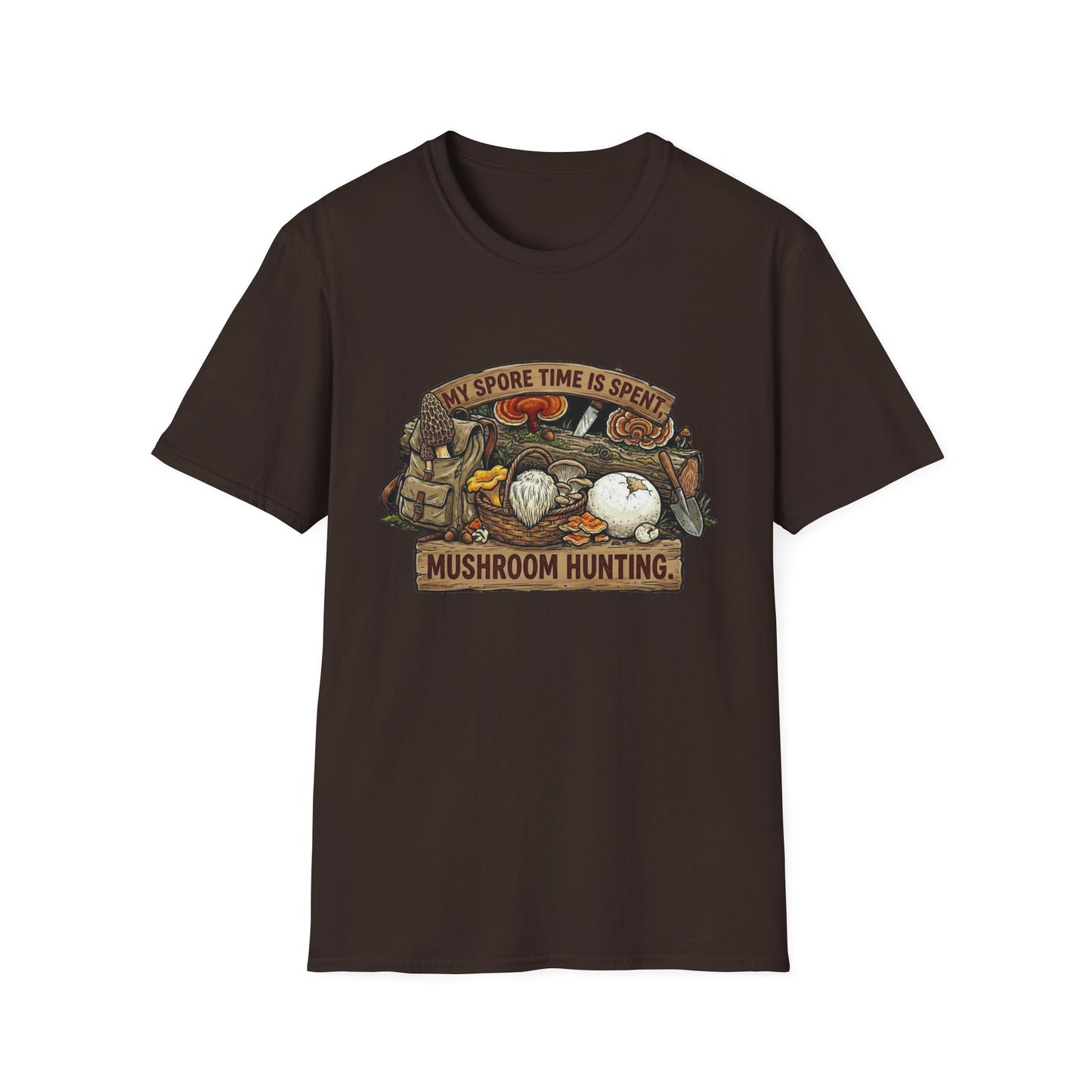 Mushroom Hunting T-Shirt — 'My Spore Time Is Spent' For Foragers & Outdoor Lovers