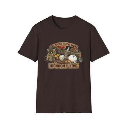 Mushroom Hunting T-Shirt — 'My Spore Time Is Spent' For Foragers & Outdoor Lovers
