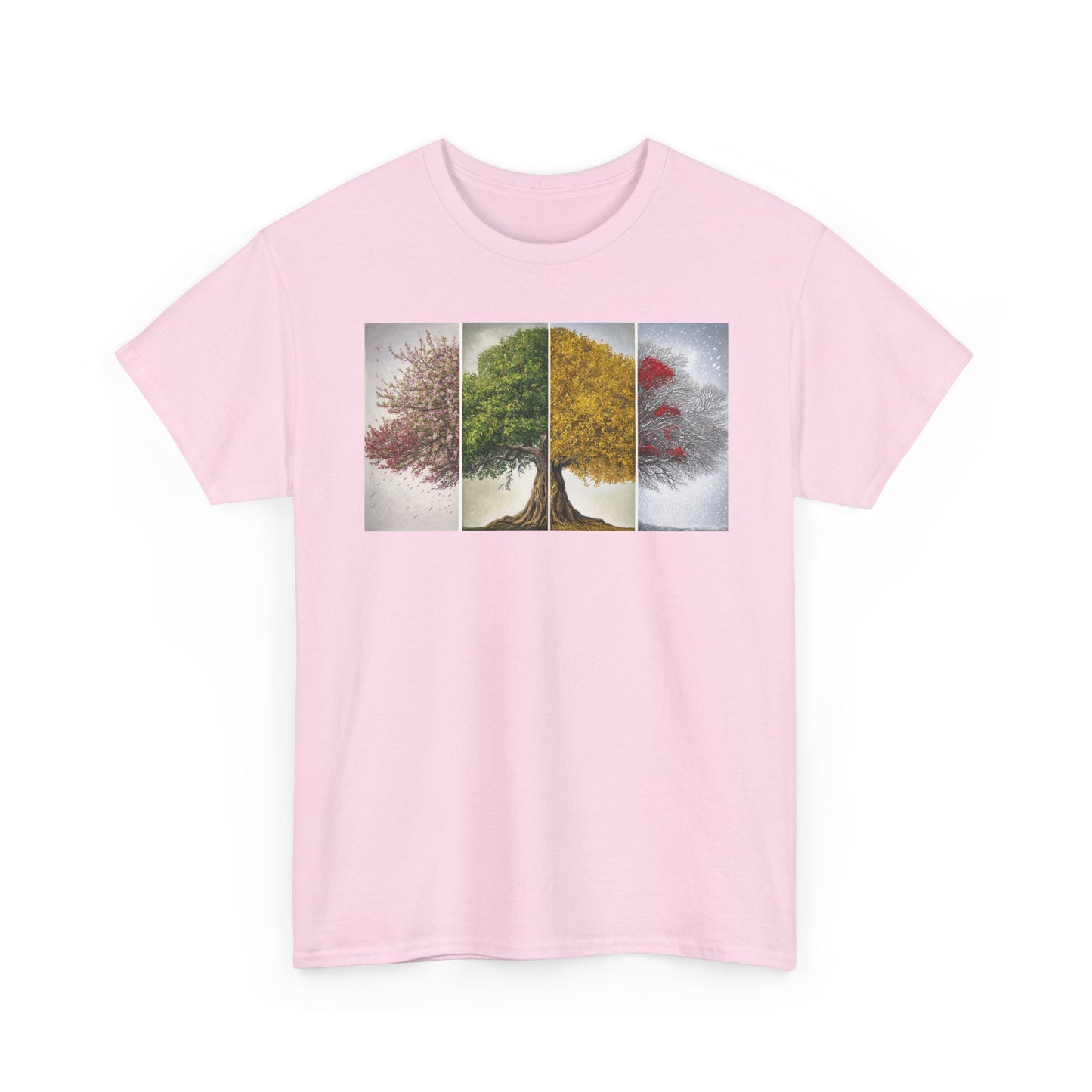 Seasonal Tree Unisex Heavy Cotton Tee | Nature Lover Gift, Fall Fashion, Eco-Friendly Apparel, Casual Wear, Outdoor Adventure