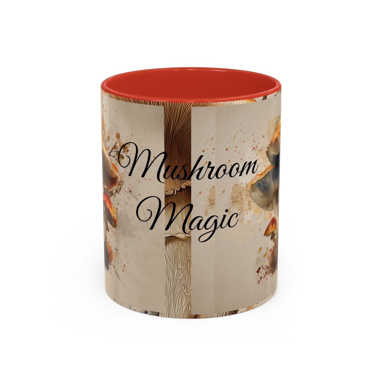 Mushroom Magic Accent Coffee Mug — 11/15oz Ceramic Cup with Woodland Fungi Design