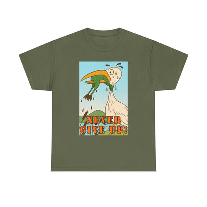 Never Give Up --Unisex Heavy Cotton Tee, Motivational T-Shirt, Supportive Apparel, Gift for Encouragement, Inspirational Wear