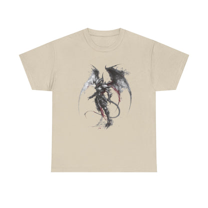 Dragon Warrior Art T-Shirt — Dark Ink Fantasy Demon Graphic Tee