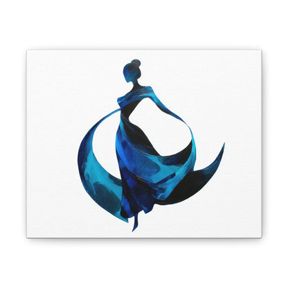 Dancing with the Water Series #1 -Elegant Art Canvas Print, Blue Dress Wall Decor, Feminine Artwork, Home Decor Gift, Birthday or Wedding Decoration