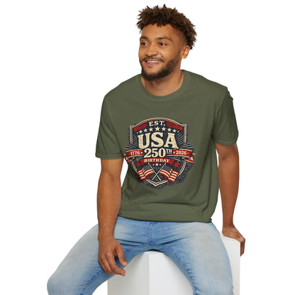 USA 250th Birthday T-Shirt — 1776-2026 Retro American Celebration Tee