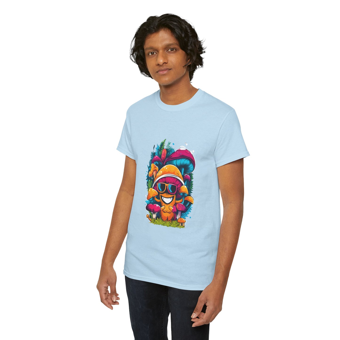 Mushroom Dude -Tee, Unisex Heavy Cotton T-Shirt, Vibrant Graphic Shirt, Perfect for Festivals, Eco-friendly Gift, Casual Wea