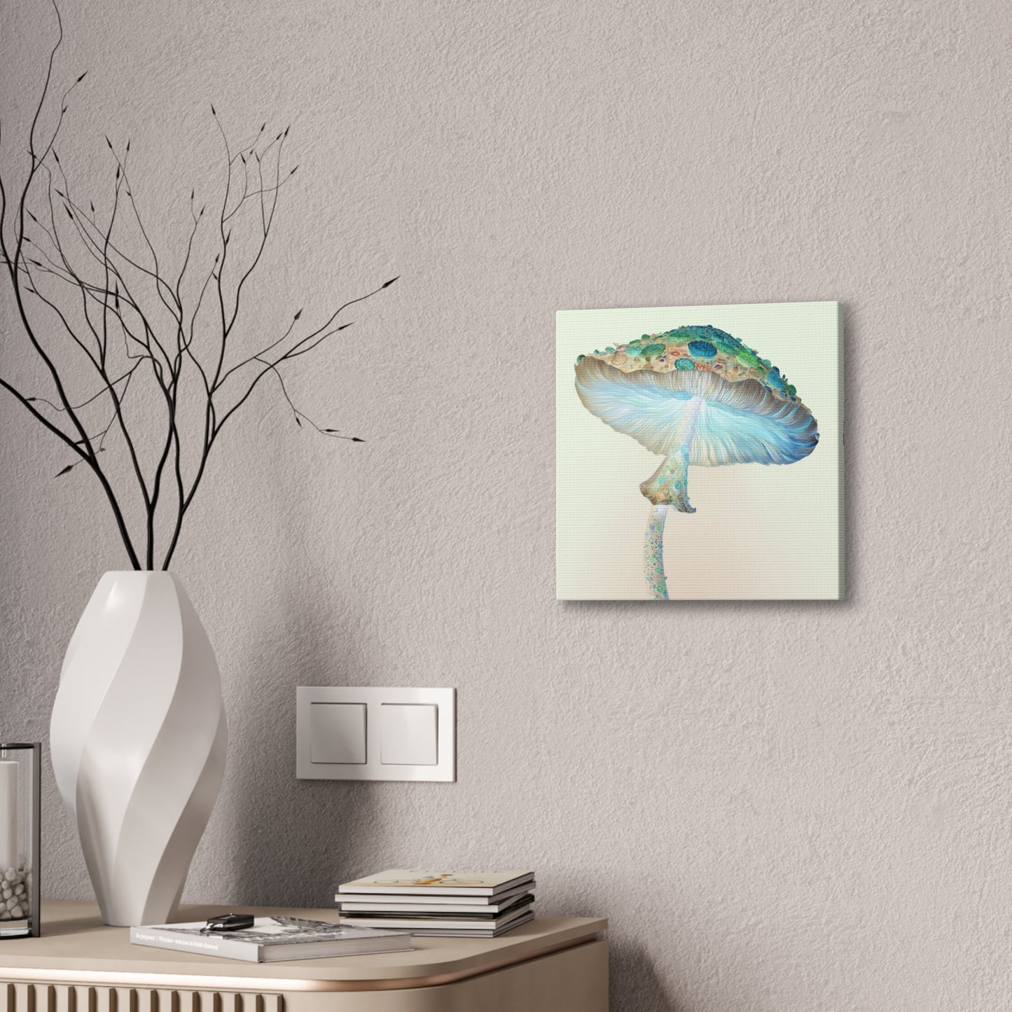 Flower Cap Inverse -Mushroom Canvas Art, Stretched Wall Decor, Bohemian Home Decor, Psychedelic Wall Art, Nature-Inspired Art