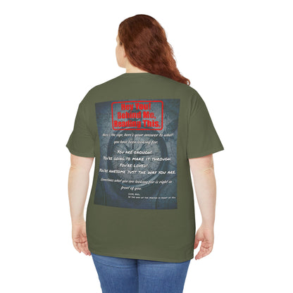 Hey You, The Answer. Motivational Back Print Tee — “Behind Me” Inspirational Graphic T‑Shirt