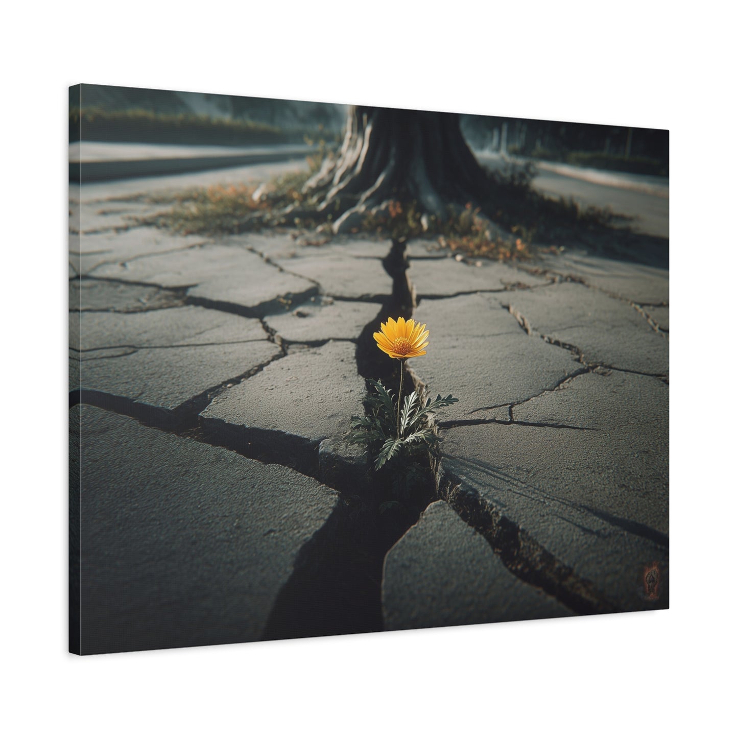 Resilience: Yellow Flower Against Concrete, Urban Nature Photography--1aceswild.myshopify.com