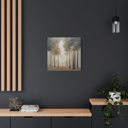 Misty Woods -Artistic Forest Landscape Canvas Print, Nature Decor, Home Wall Art, Bohemian Home Decor.